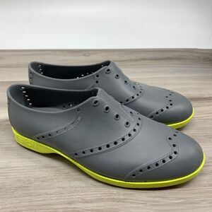 Biion Golf Shoes Men's 6 Gray Yellow Neon Spikeless Wingtip Brogue Slip On